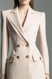 Champagne Peak Lapel Short Long Sleeves Blazer Dress