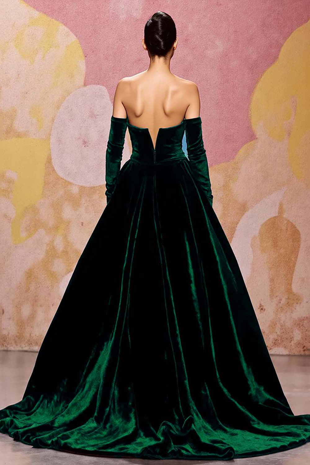 Sweetheart Dark Red Velvet A Line Long Evening Dress