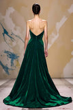 Velvet Dark Red A Line Strapless Long Holiday Party Dress