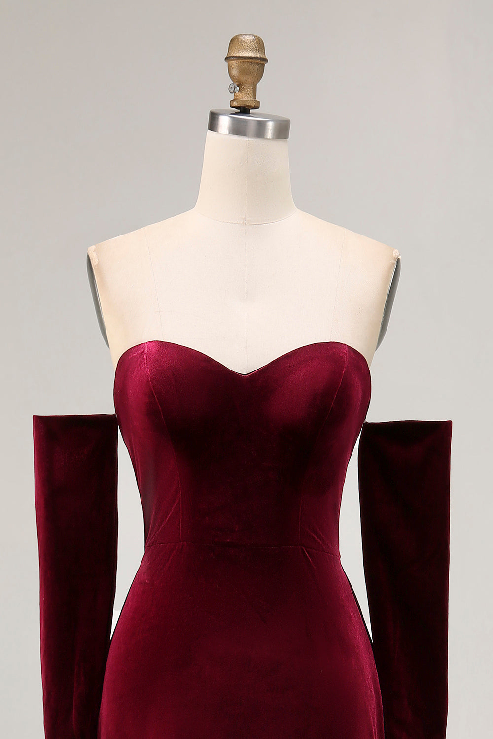Sweetheart Dark Red Velvet A Line Long Evening Dress