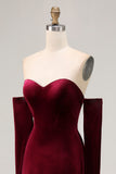 Sweetheart Dark Red Velvet A Line Long Evening Dress