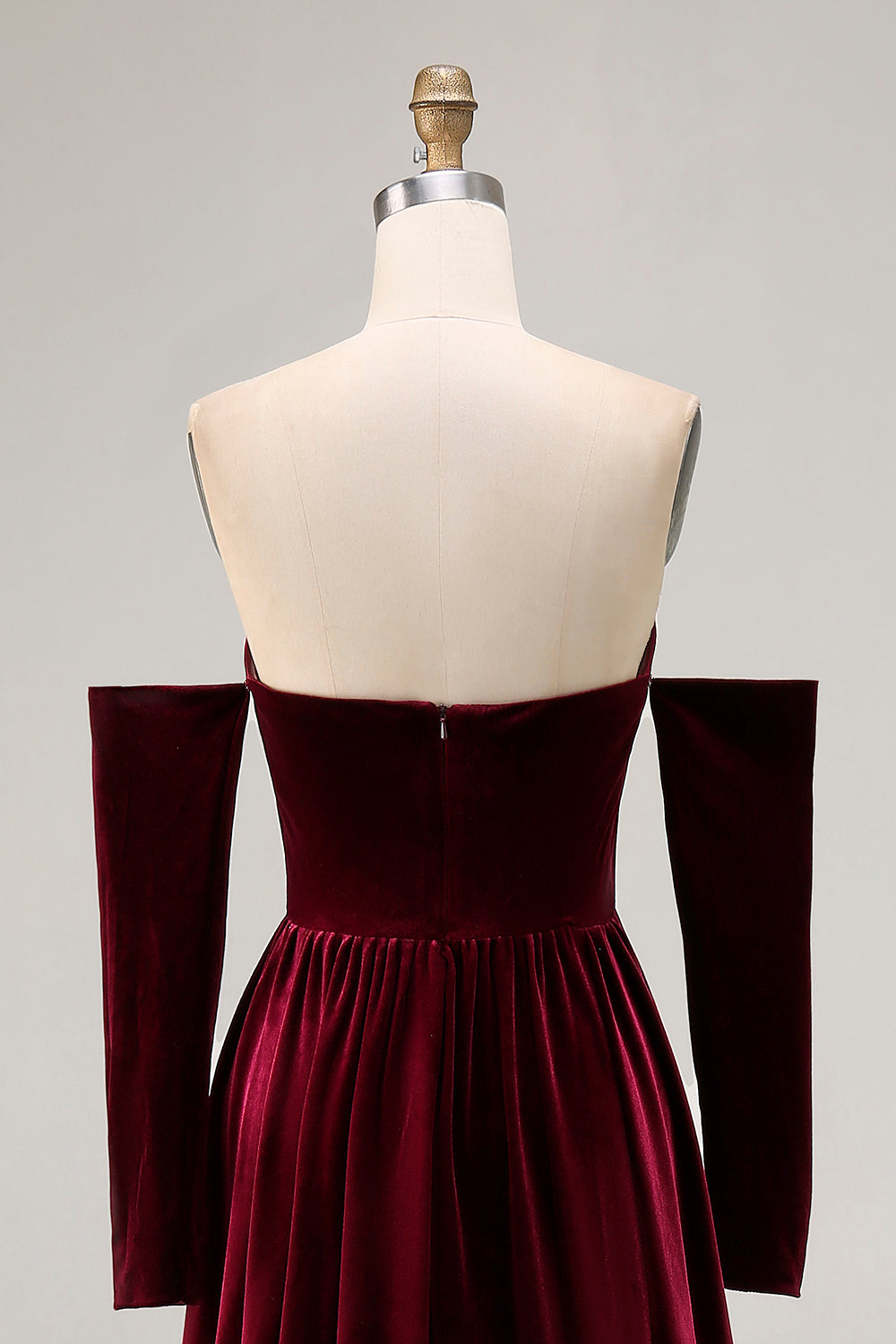 Sweetheart Dark Red Velvet A Line Long Evening Dress