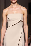 Strapless Ivory A-Line Satin Long Evening Dress with Slit