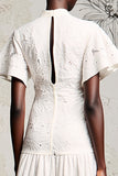 White Lace A Line Wedding Guest Dress