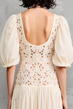 Lace Apricot A Line Midi Wedding Guest Dress