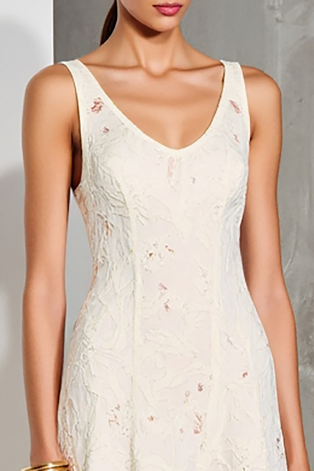 White A Line Midi Wedding Guest Dress With Appliques