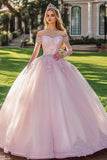 Off the Shoulder Lilac Ball Gown Appliqued Quinceanera Dress