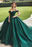 Ball Gown Off The Shoulder Corset Dark Green Quinceanera Dress