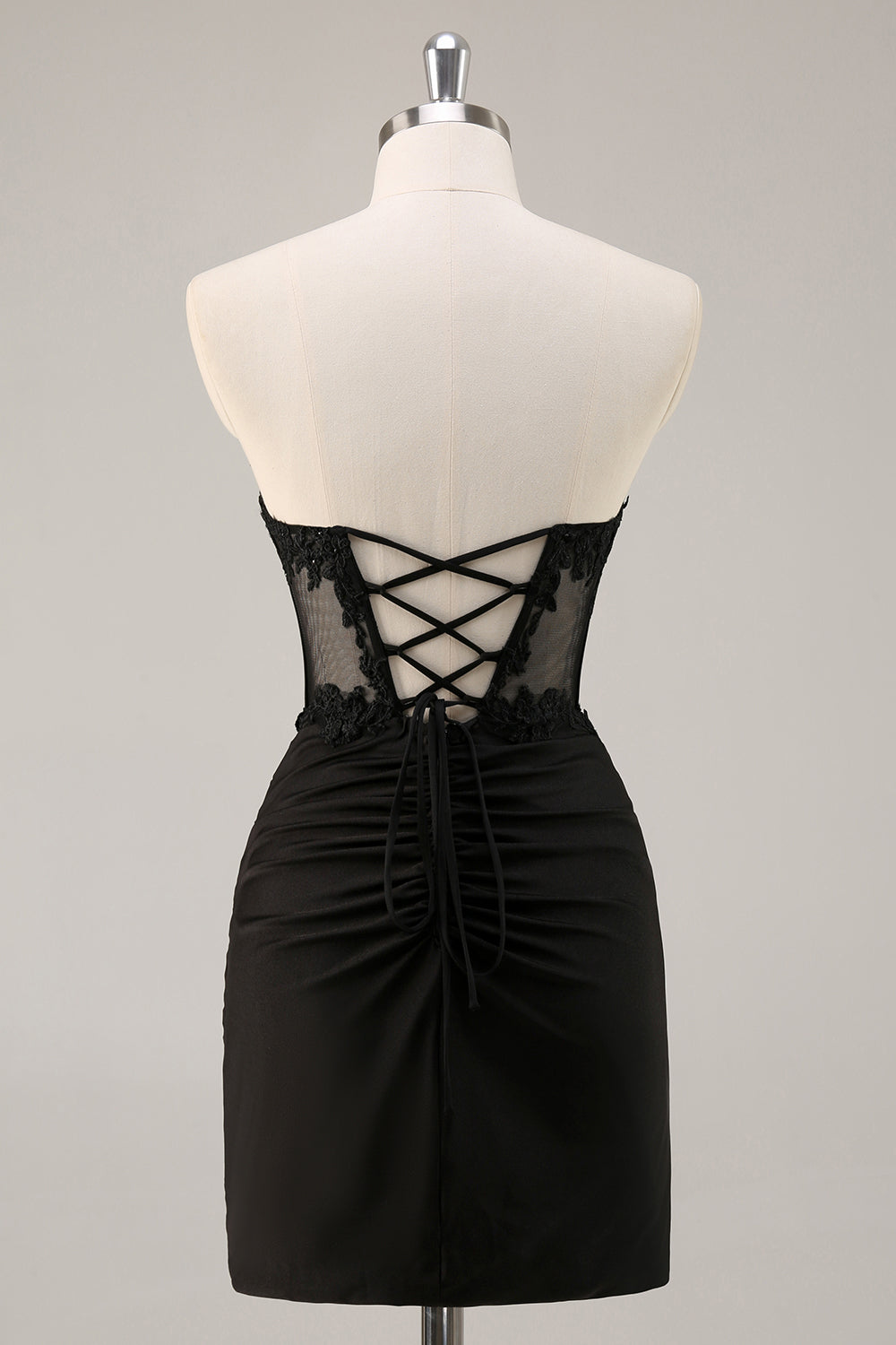 Pink Strapless Corset Beaded Short Tight Cocktail Dress