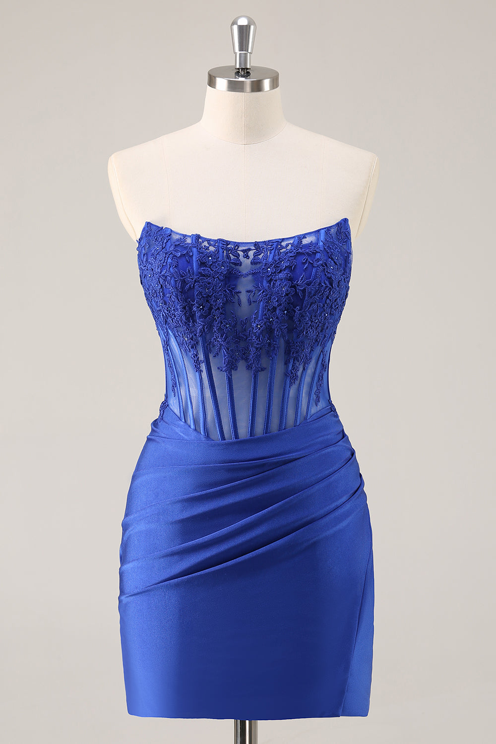 Pink Strapless Corset Beaded Short Tight Cocktail Dress
