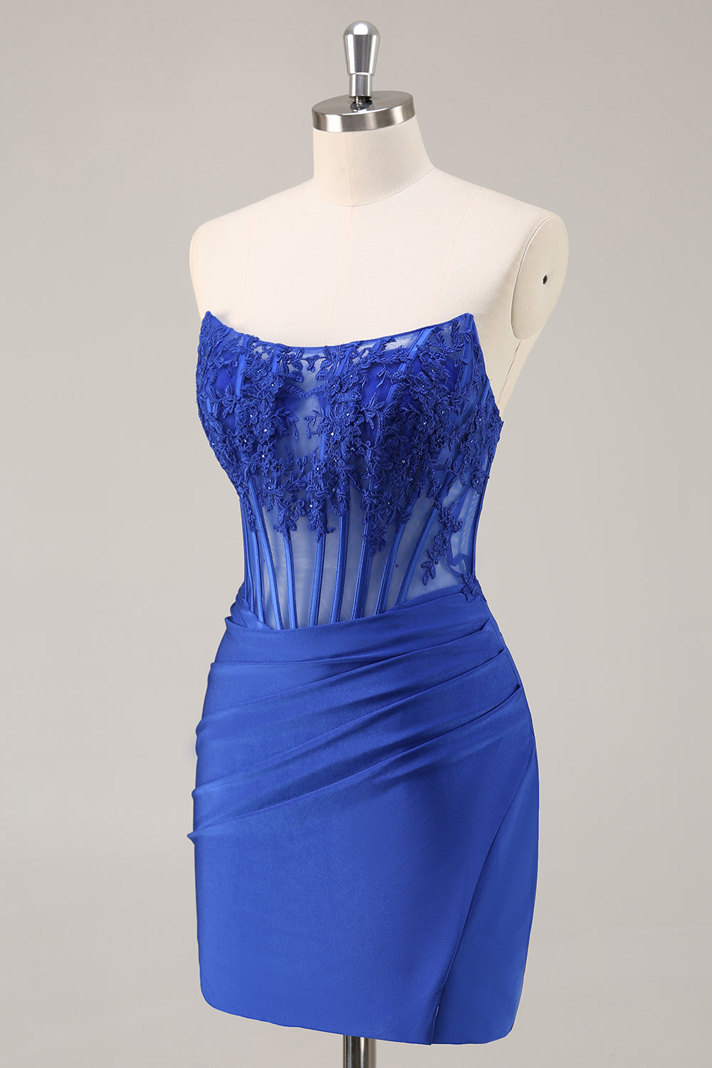 Pink Strapless Corset Beaded Short Tight Cocktail Dress
