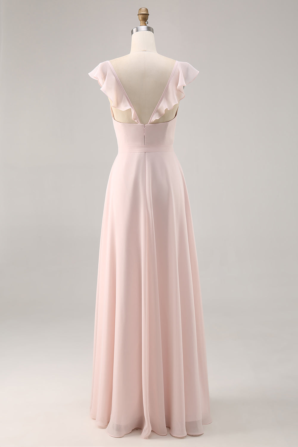 Candy Pink Cap Sleeves Ruched Long Bridesmaid Dress with Sash