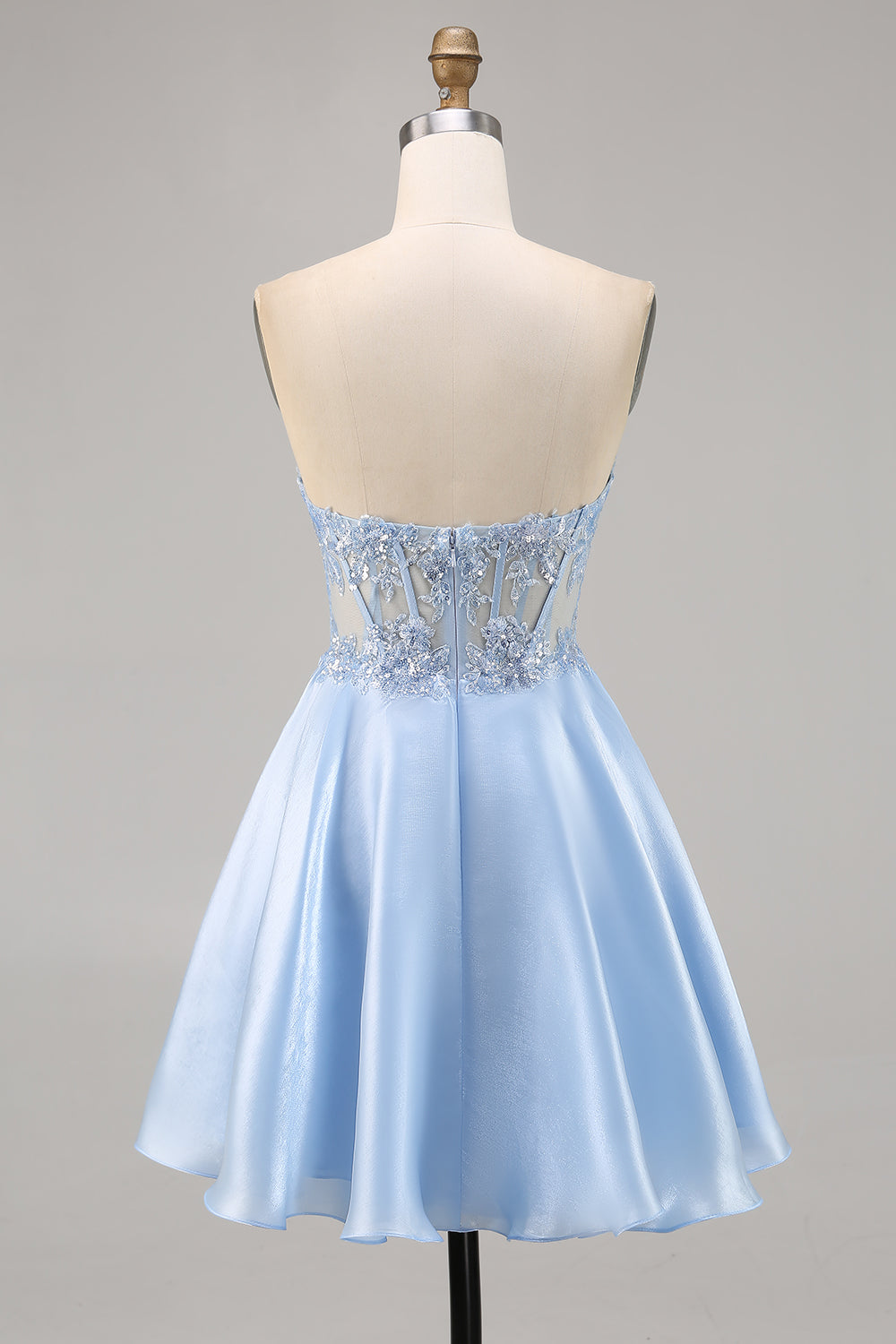 Light Blue Strapless A Line Short Cocktail Dress with Sequins