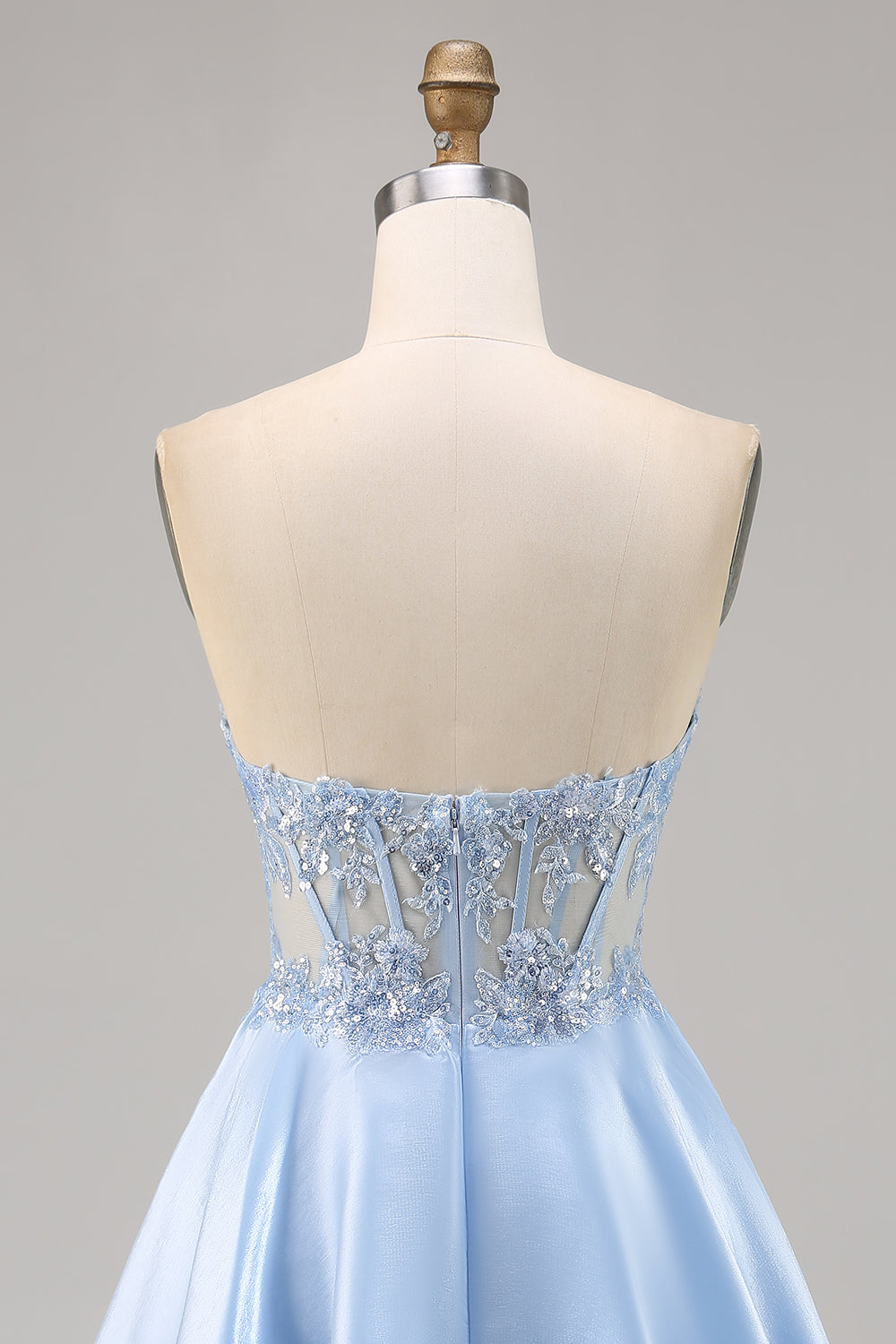 Light Blue Strapless A Line Short Cocktail Dress with Sequins