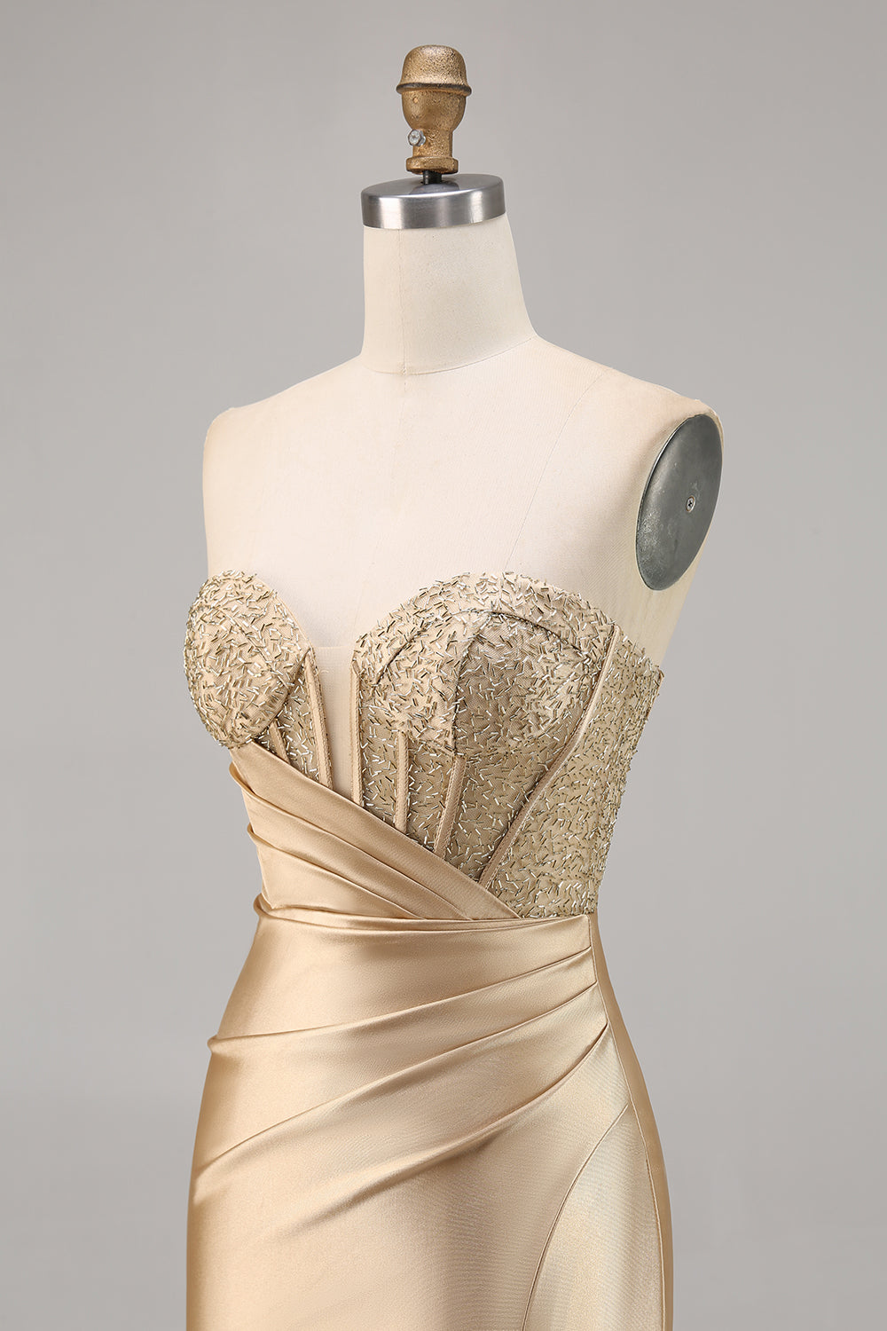 Golden Strapless Corset Bodycon Short Prom Dress