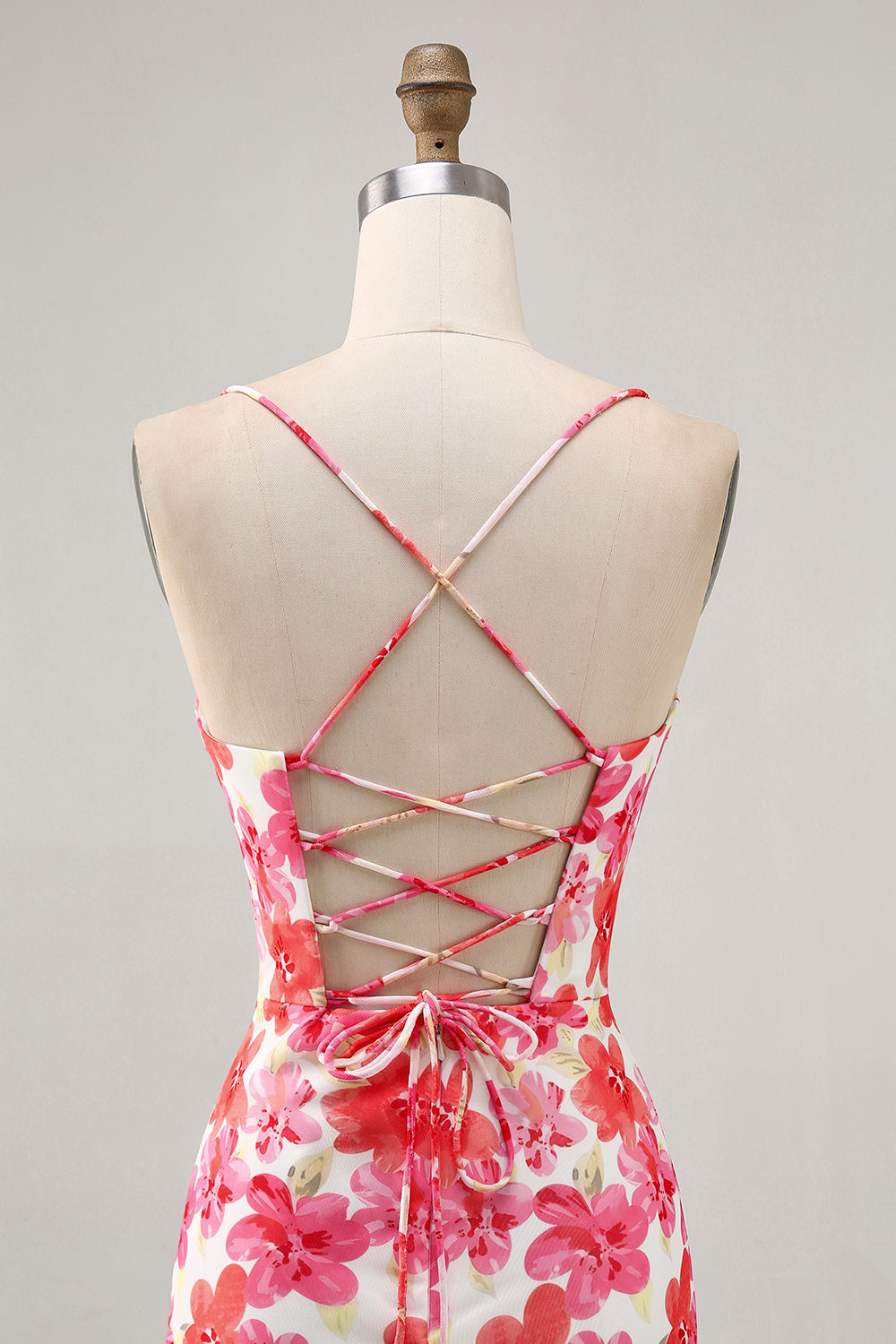 Red Flower Printed Mini Cocktail Dress