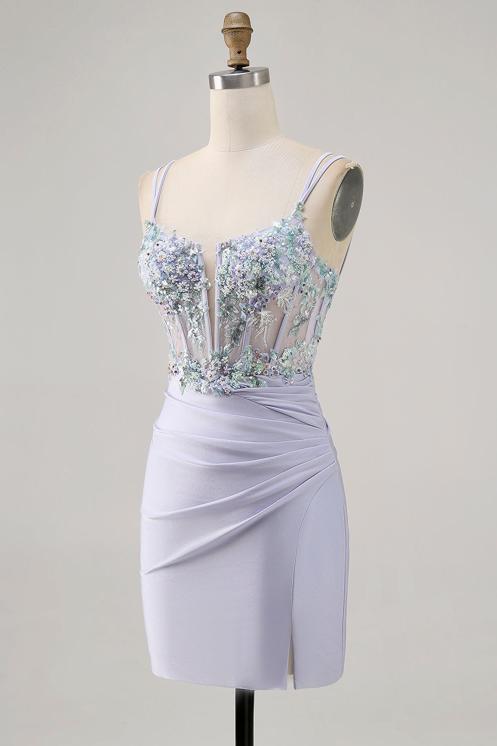 Corset Lavender Bodycon Sequin Cocktail Dress