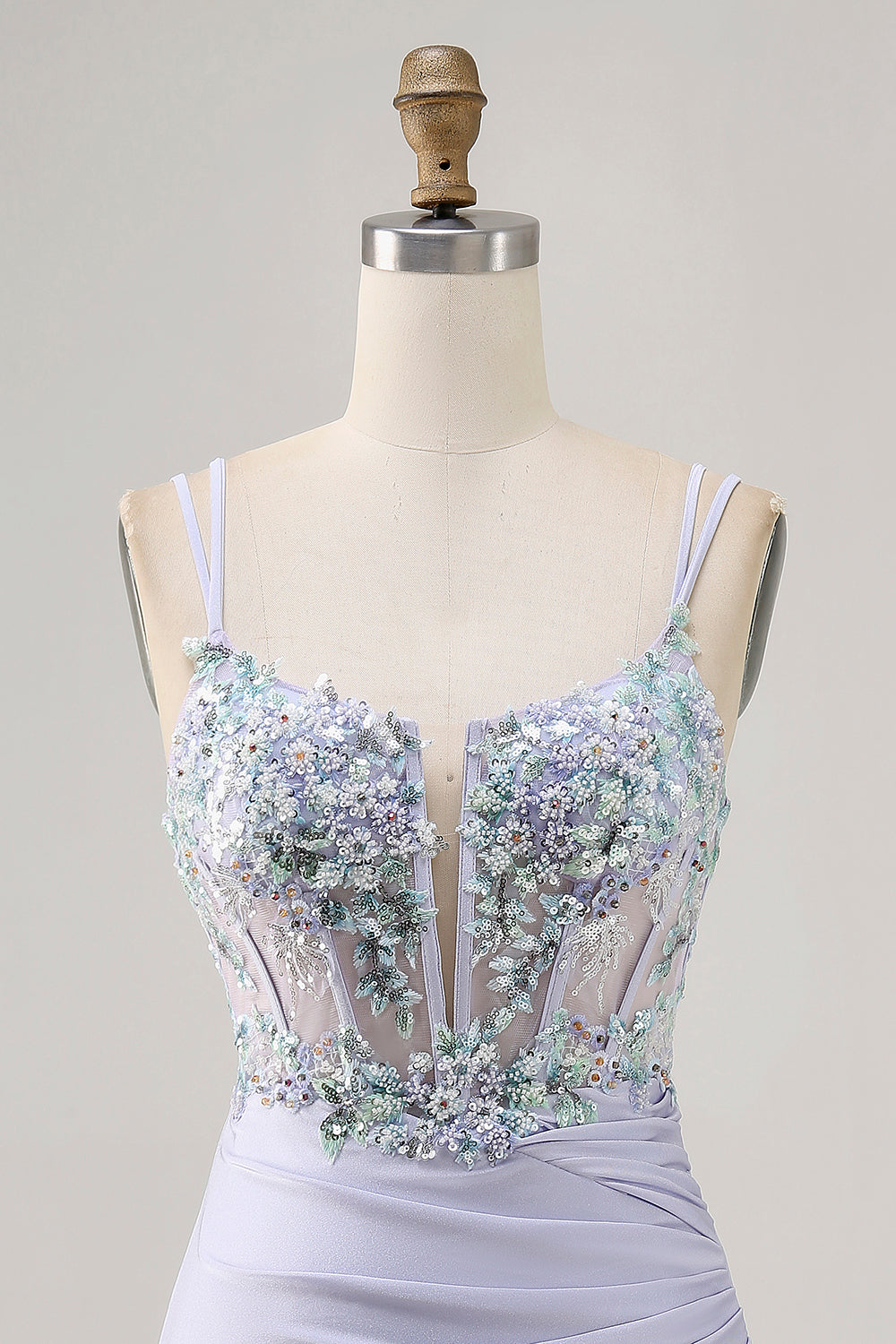Corset Lavender Bodycon Sequin Cocktail Dress