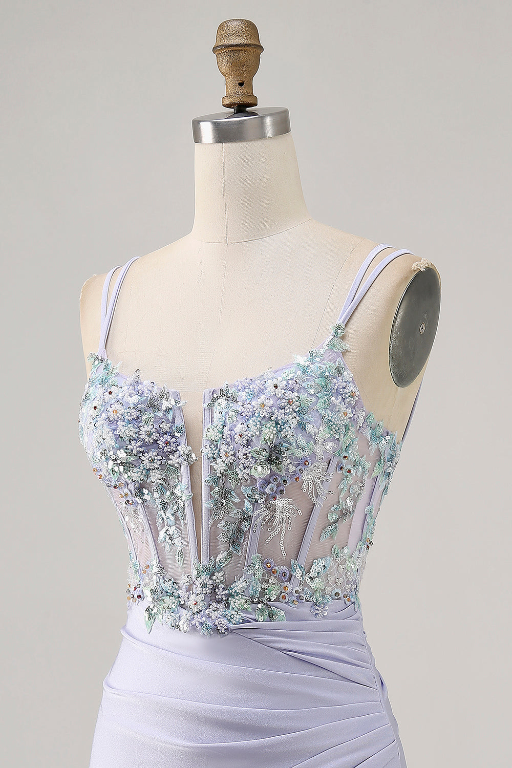Corset Lavender Bodycon Sequin Cocktail Dress