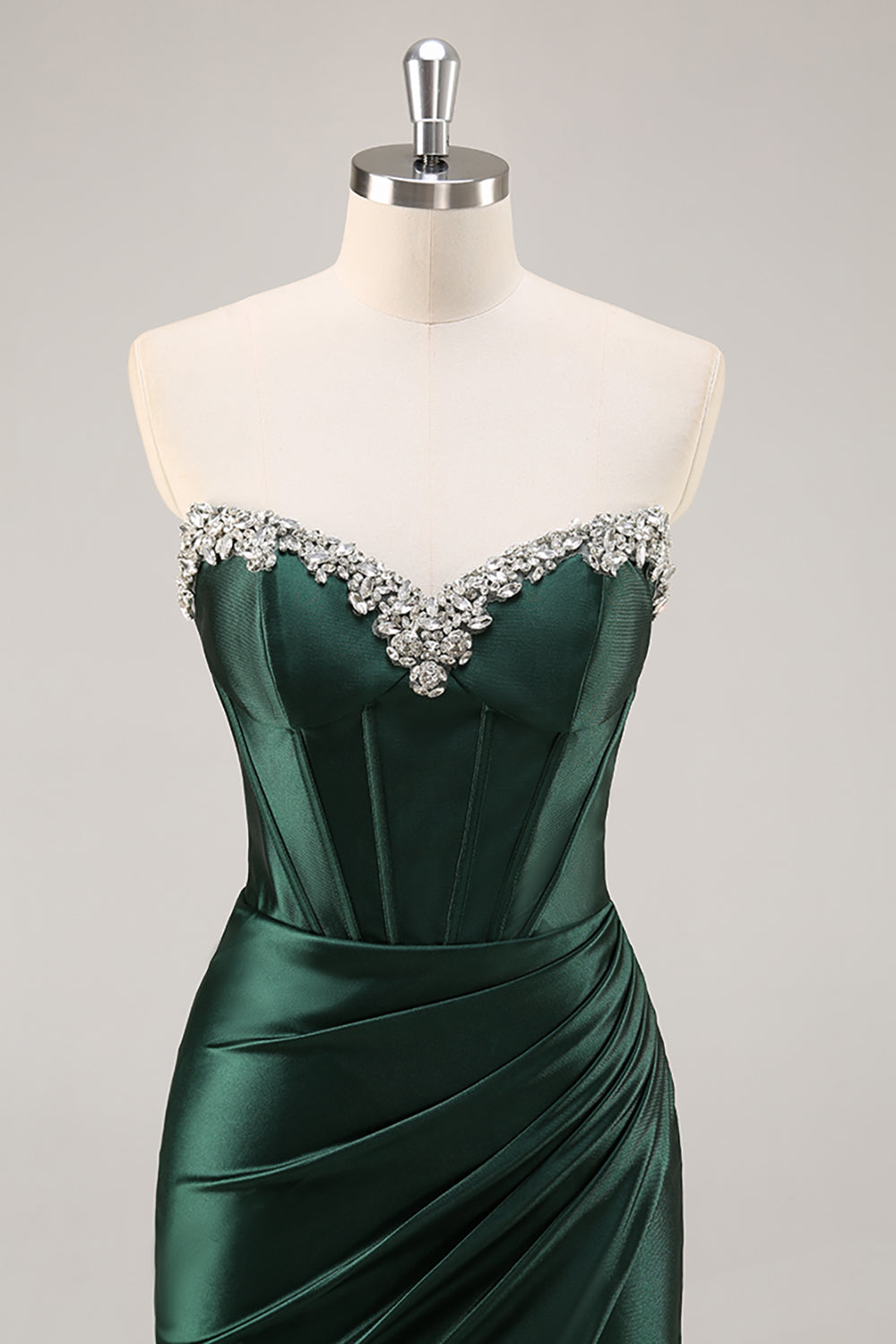 Dark Green Strapless Corset Bodycon Cocktail Dress