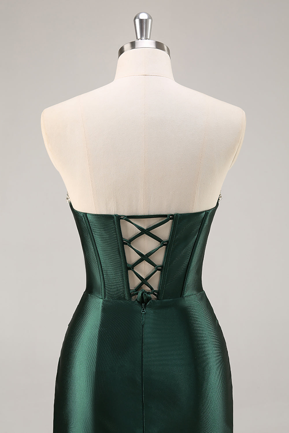Dark Green Strapless Corset Bodycon Cocktail Dress