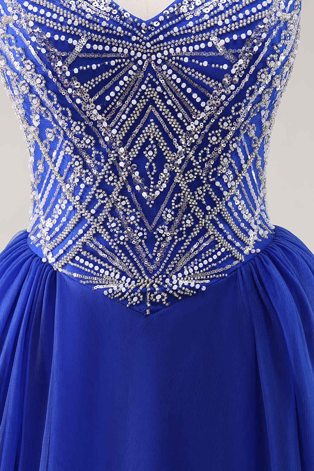 Royal Blue A Line Long Prom Dress with Beadings