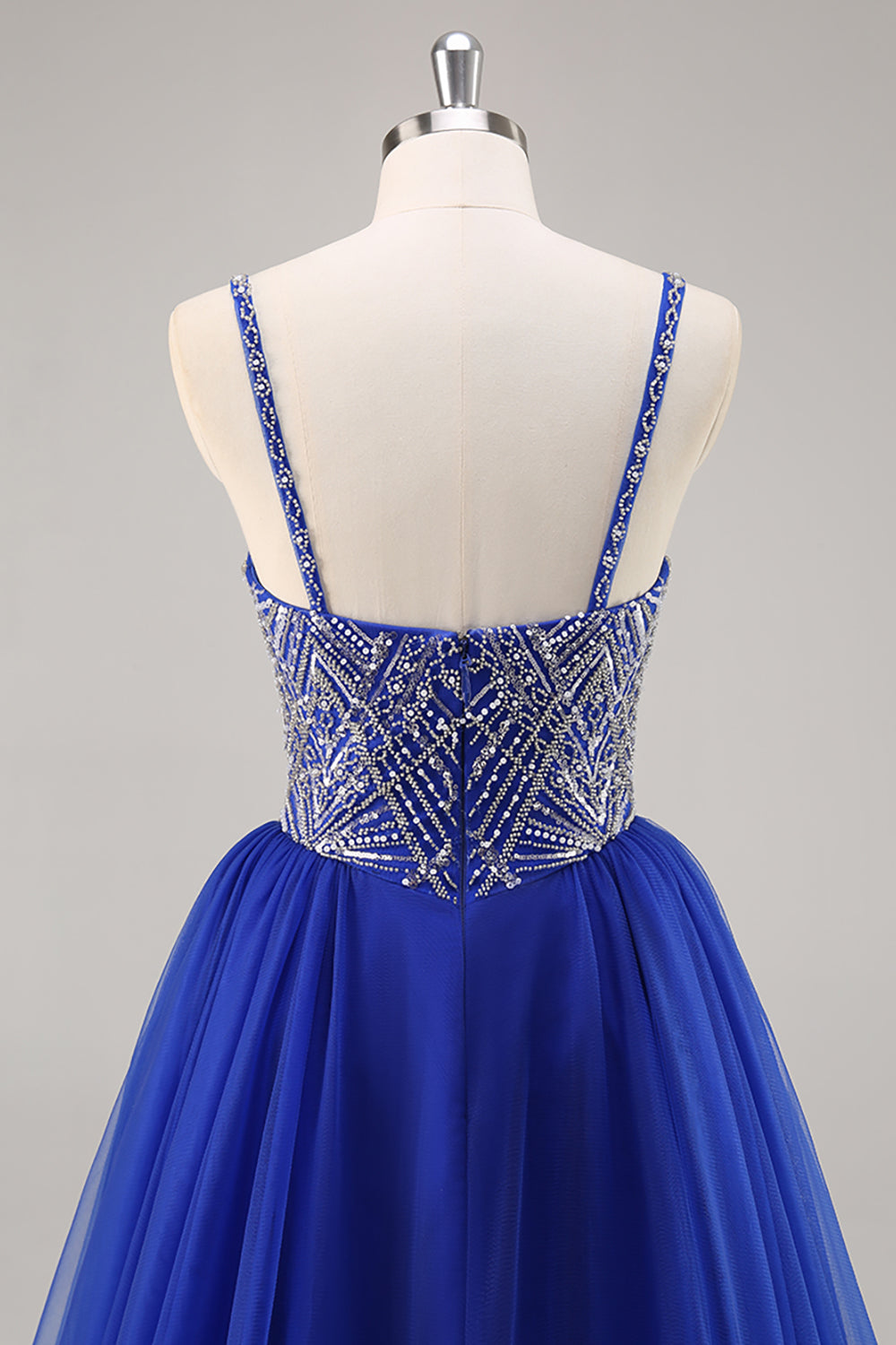 Royal Blue A Line Long Prom Dress with Beadings
