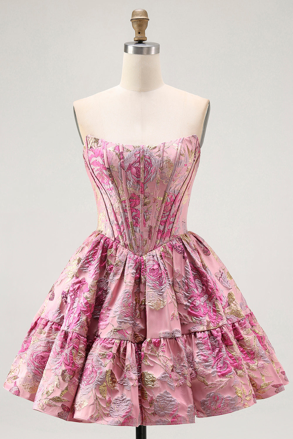 Off The Shoulder Printed A-Line Corset Cocktail Dress