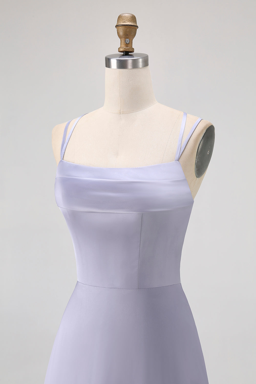 Dusty Blue A Line Long Bridesmaid Dress with Lace-up Back