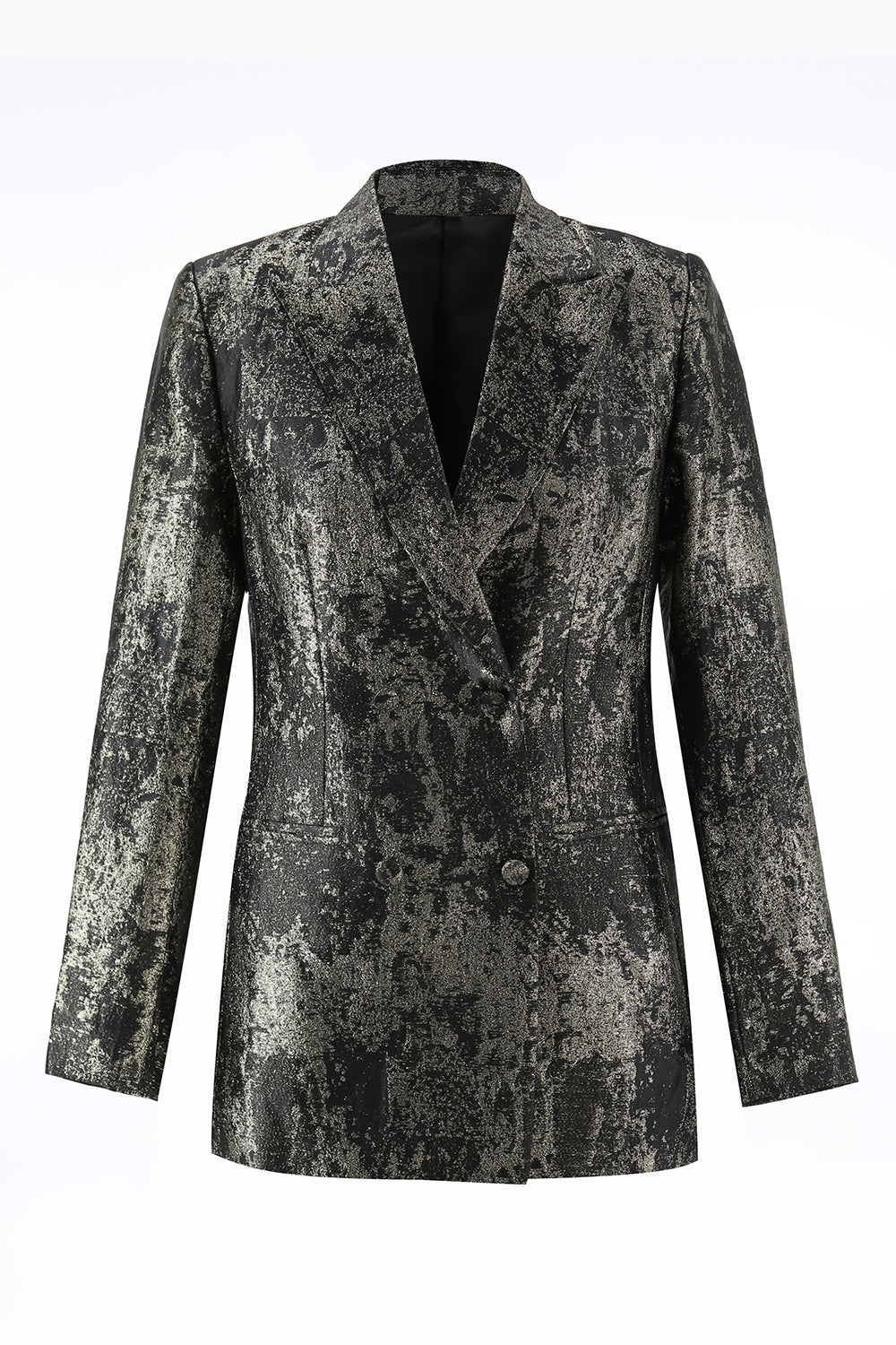 Black and Gold 2 Piece Peak Lapel Double Breasted Women's Prom Suit