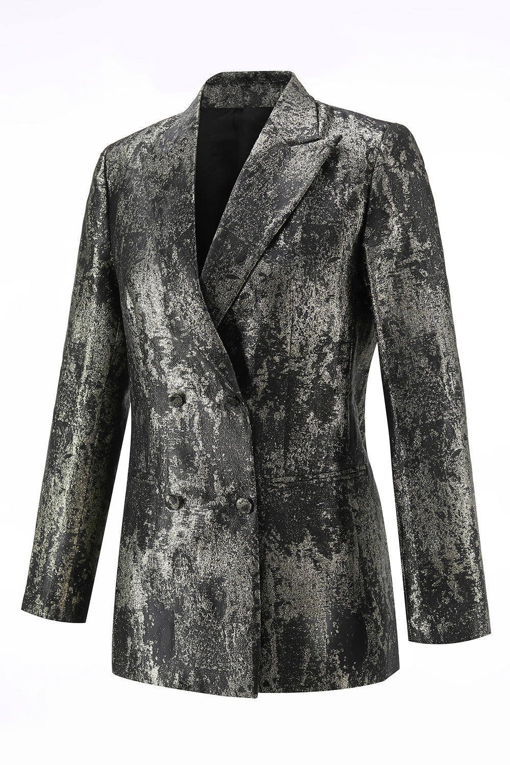 Black and Gold 2 Piece Peak Lapel Double Breasted Women's Prom Suit