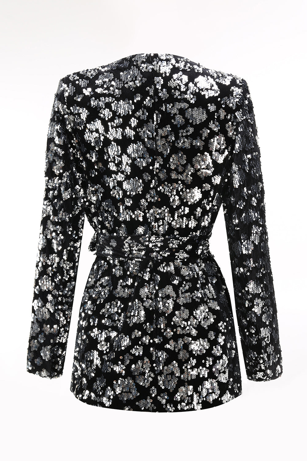 Sparkly Black Slim Fit 2 Piece Women's Prom Suit with Sash