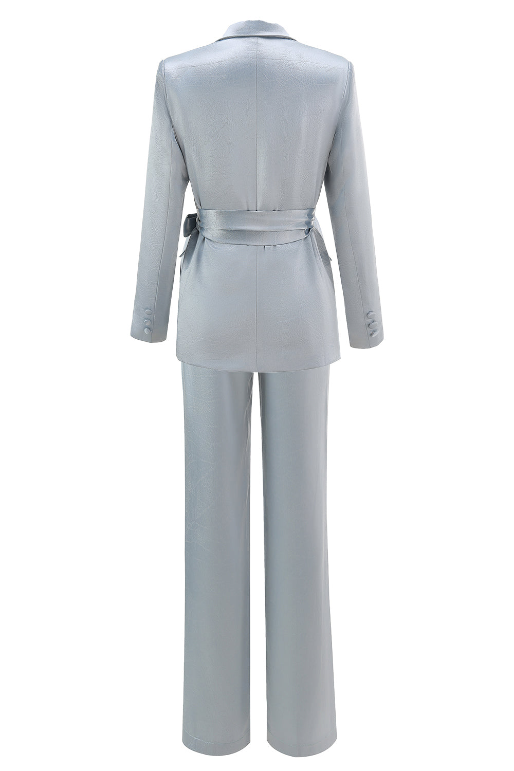 Dusty Blue Peak Lapel 2 Piece Women's Suit with Sash
