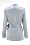 Dusty Blue Peak Lapel 2 Piece Women's Suit with Sash