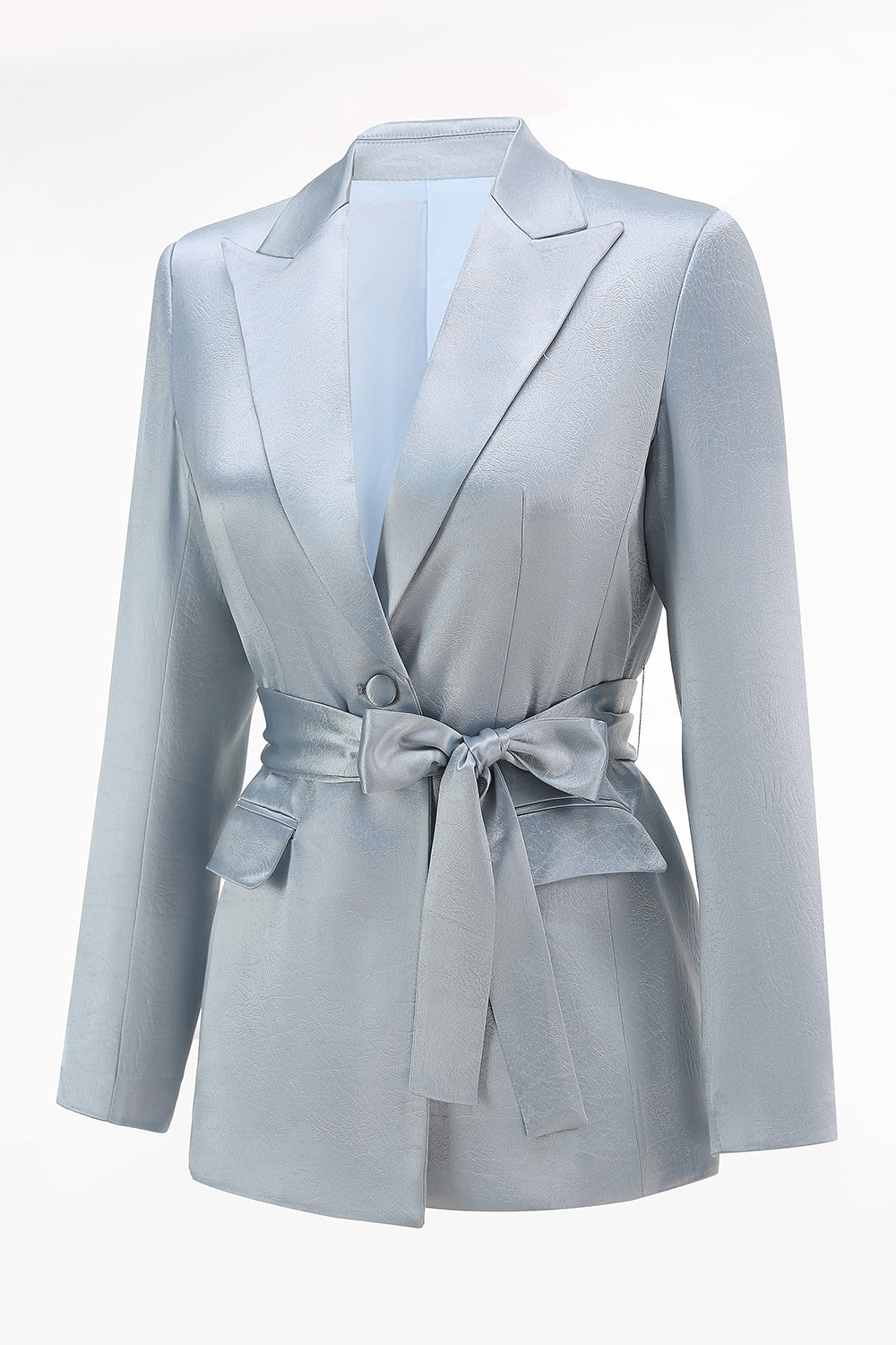 Dusty Blue Peak Lapel 2 Piece Women's Suit with Sash