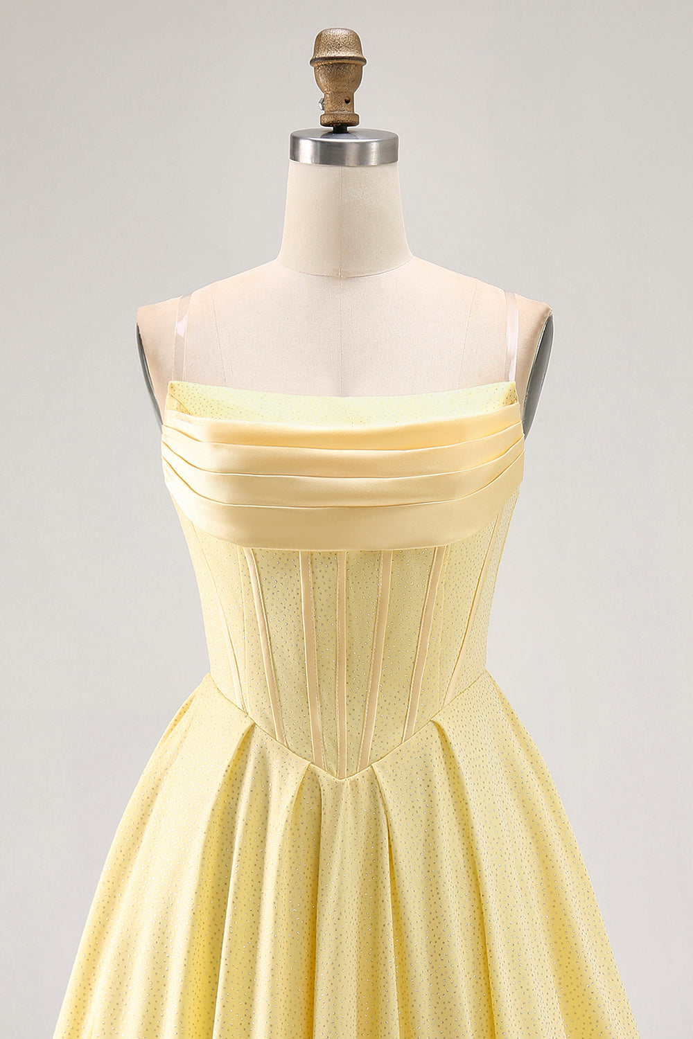 Yellow Strapless A-Line Corset Short Prom Dress with Beading