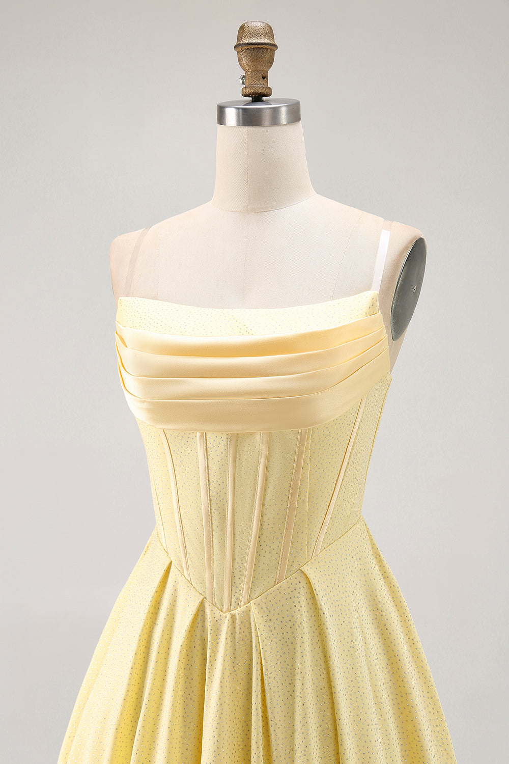 Yellow Strapless A-Line Corset Short Prom Dress with Beading