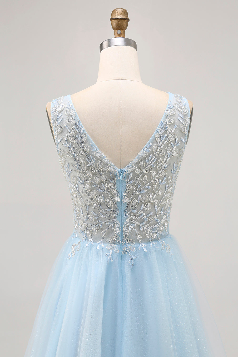 Sparkly Blue A-line Tulle Short Prom Dress with Sequins