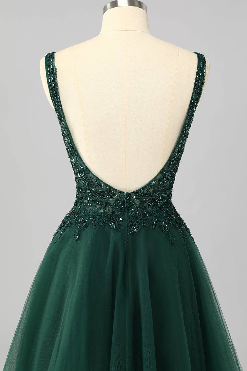 Sparkly Dark Green A Line V-Neck Short Prom Dress