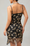 Black Golden Sequin Vintage Bodycon 1920s Dress