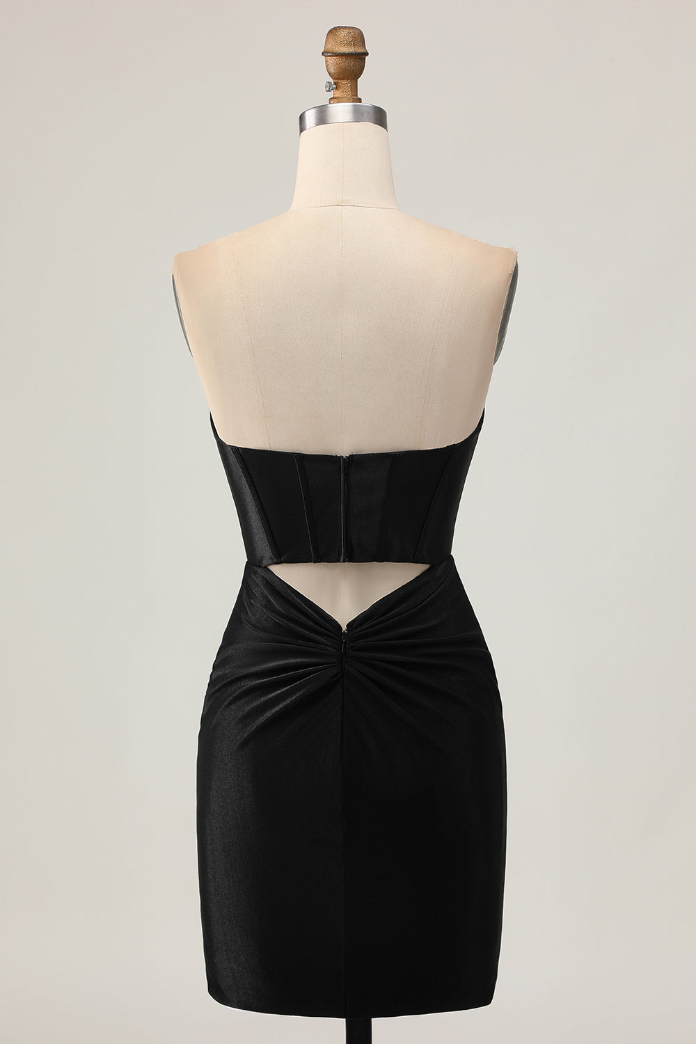 Black Corset Bodycon Cut Out Beaded Cocktail Dress