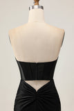 Black Corset Bodycon Cut Out Beaded Cocktail Dress