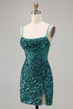 Corset Grey Blue Bodycon Sequin Cocktail Dress