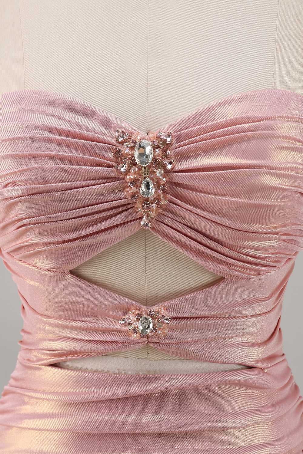 Blush Cut Out Ruched Tight Cocktail Dress