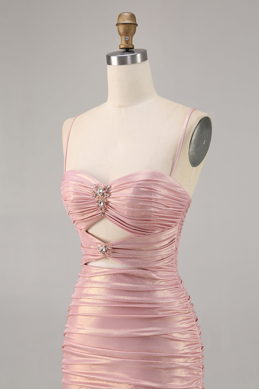 Blush Cut Out Ruched Tight Cocktail Dress