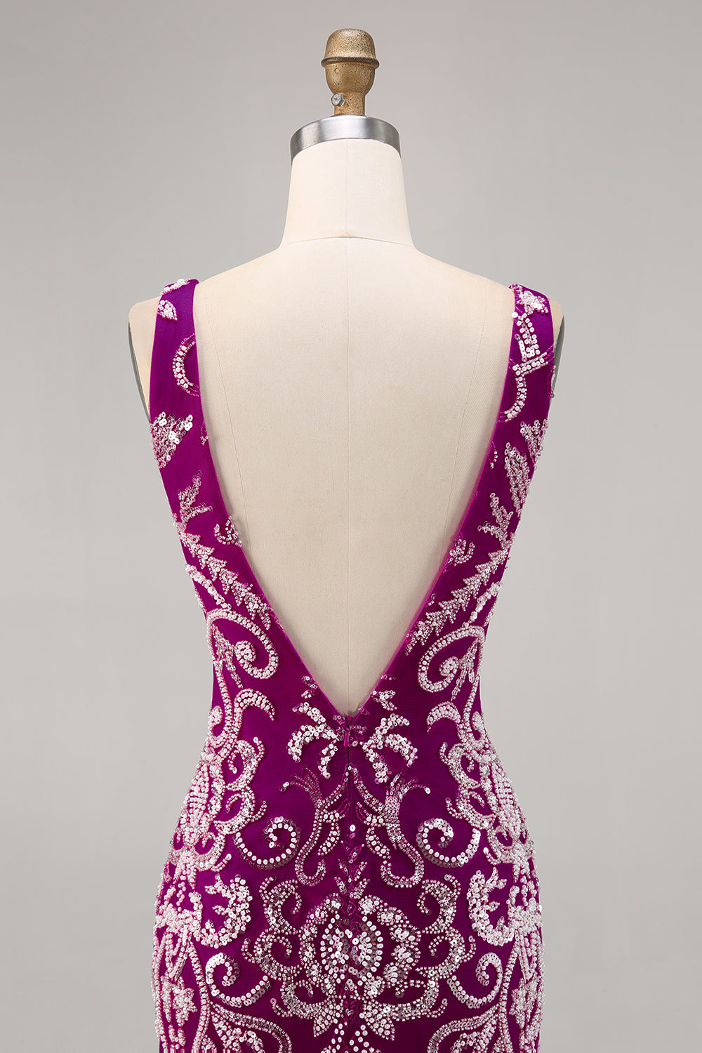 Sparkly Fuchsia Beaded Bodycon Cocktail Dress