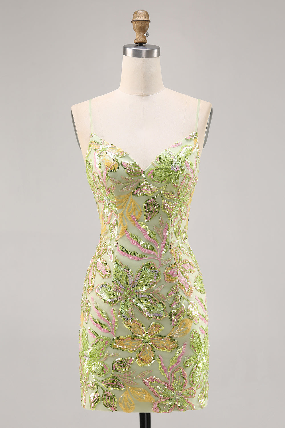 Green Sequin Backless Bodycon Cocktail Dress