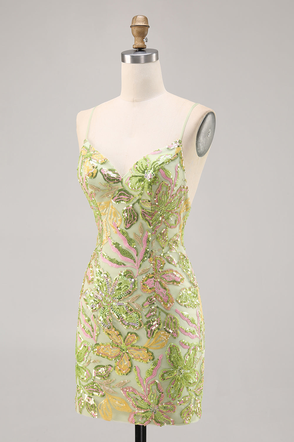 Green Sequin Backless Bodycon Cocktail Dress