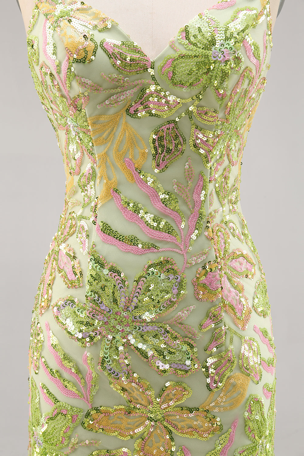Green Sequin Backless Bodycon Cocktail Dress