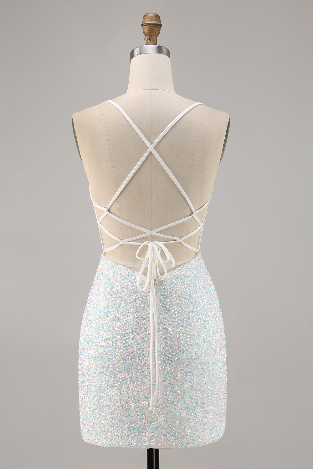 Sparkly White Bodycon Corset Cocktail Dress with Appliques